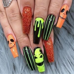 Women’s Long Ballerina Halloween Bright Press On Nails